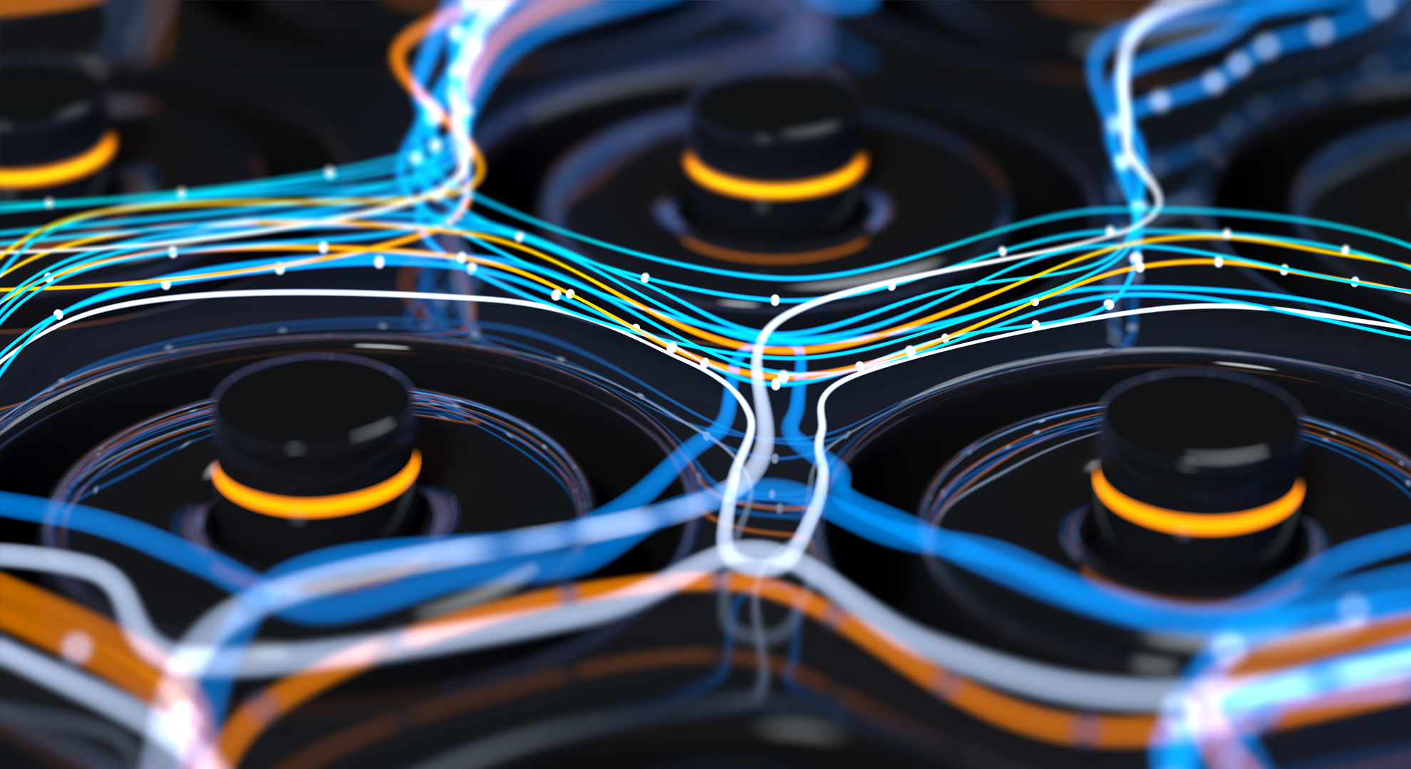 An abstract image showing power moving around a battery