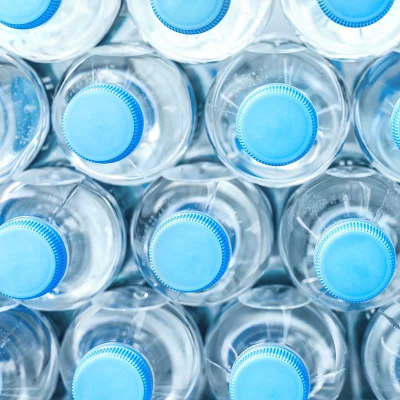 A selection of plastic water bottles