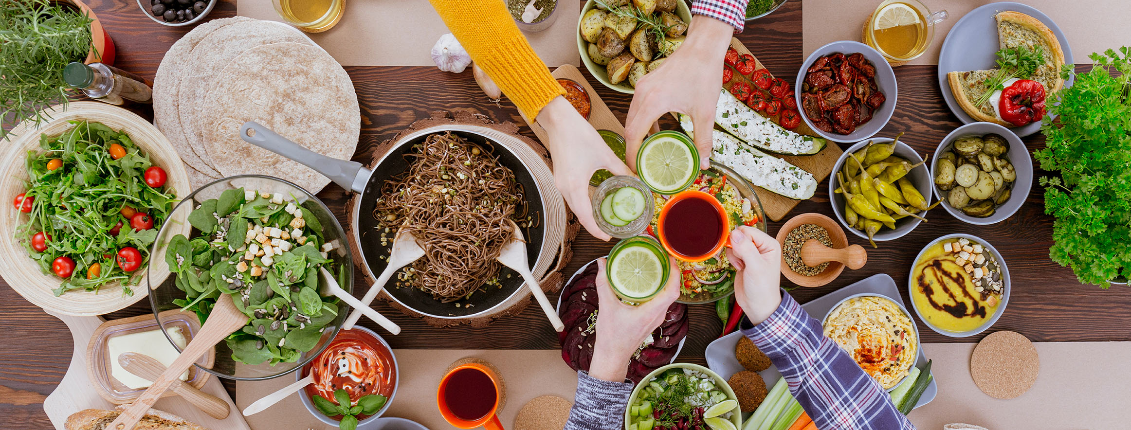 A spread of healthy looking food on a table