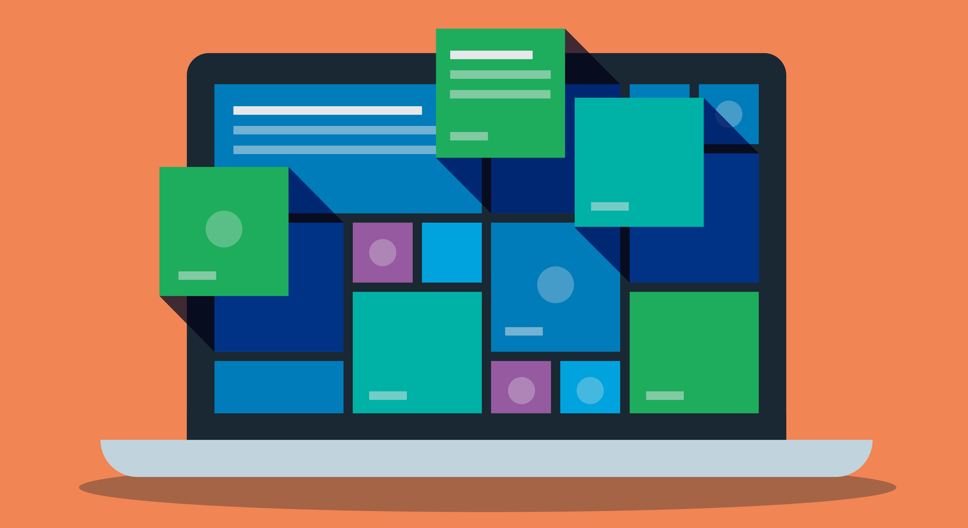 An illustration of a computer screen with different blocks of colour