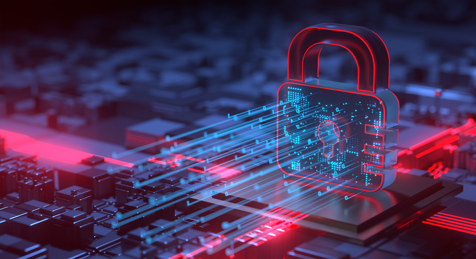 An illustration of a lock on a computer chip