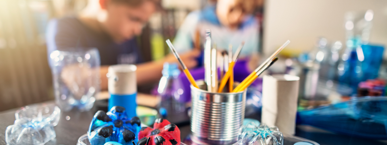 Young children undertaking craft activities 