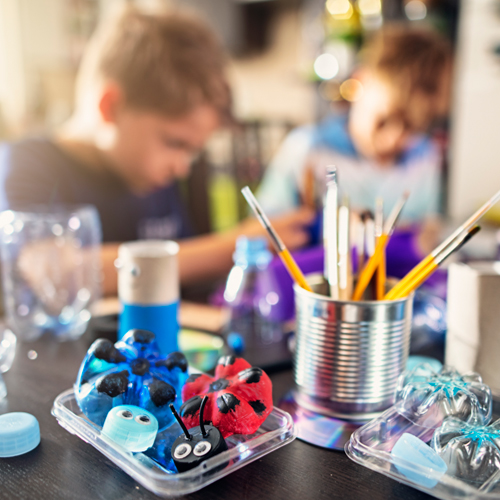 Young children undertaking craft activities 