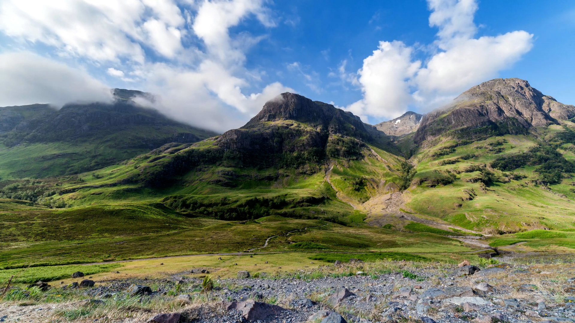 Scottish hills and grass on a sunny day