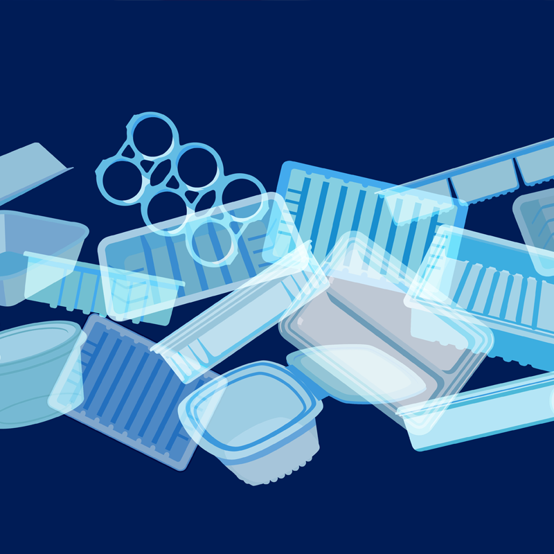 Illustration of single use plastic items