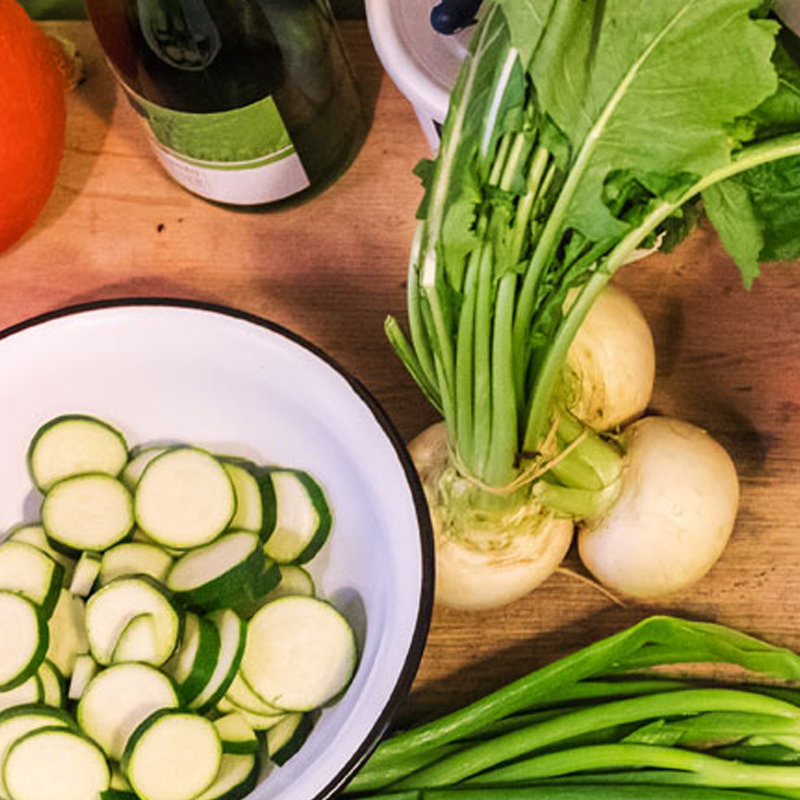 A plate of vegetables being prepared for cooking