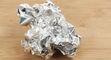 Scrunched kitchen foil